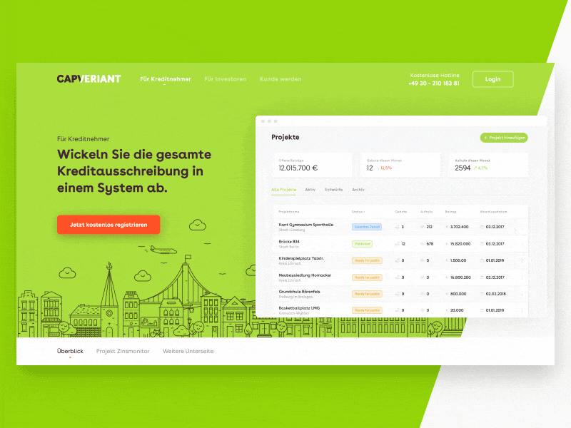 Capveriant – landing page animation design landing page motion startup ui ux website