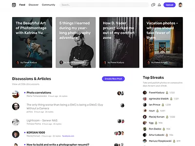 Community Page blog community discussion forum magazine minimal typography web website