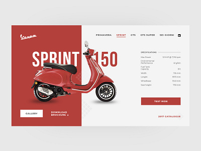 Vespa Landing Page concept landing page minimal motorcycle red scooter ui ui design ux ux design vespa web website