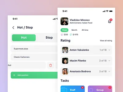 Sapi – Admin side app cards clean gradient iphone minimal profiles restaurant