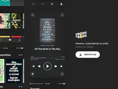 🎧 Minimal Audiobook Player – Night Mode (Sketch Freebie) audiobook dark mode freebie icons ios iphone minimal minimalism night mode player sketch ui