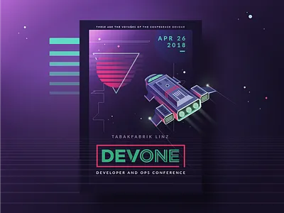 Ready for take-off 80s conference event illustration neon poster print retro rocket space spaceship vector