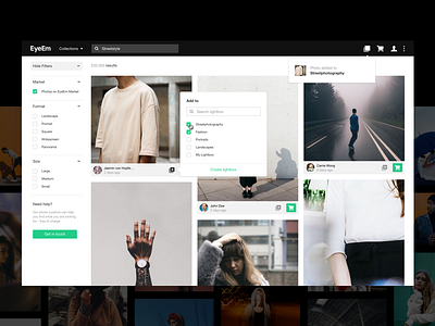 EyeEm - Lightboxes concept branding interface minimalism photography product design startup typography ui ux web white wishlist