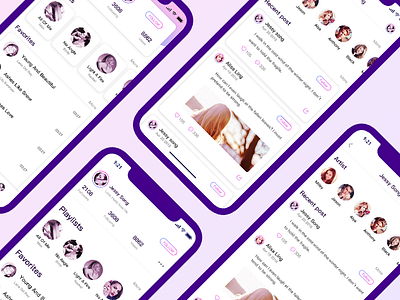 Music Interface app color illustration interactive interface iphonex music player purple tapered ue ui