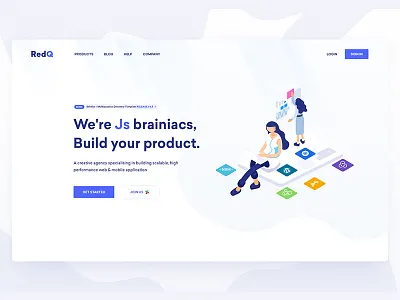 redQ || Agency Landing Page agency business clean color flat landing page minimal software house startup trend uiux