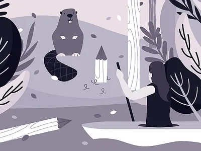 Canoe Trip 2018 beaver canoe nature poster purple river tree