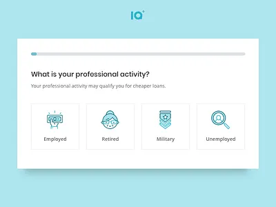 Loan Quiz button experience form icon interface loan quiz ui ux web