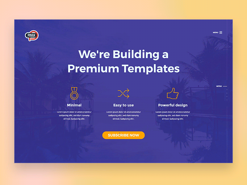 PINAK - Creative Template animation clean digital fullscreen gradients interaction landing page minimal photography webdesign website