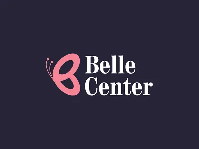 Belle Beauty Center apps b letter beauty center branding butterfly icon logo mark mobile app logo spa woman