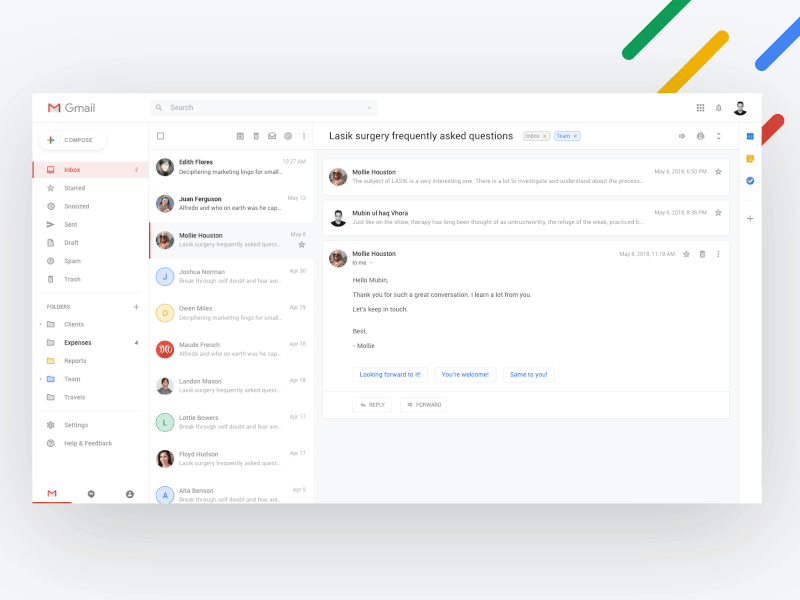 Gmail Redesign - Freebie app design freebie gmail google mail minimal redesign ui ux web website