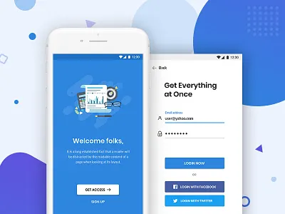 Material splash and login screen app application design flat illustration login material minimal sign in sign up ui ux