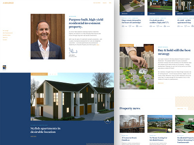 Assured website responsive homepage blog blue branding gold grid investment layout new zealand property responsive typography web