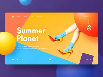 website4-Summer Planet ball blue orange page purple summer web woman yiker