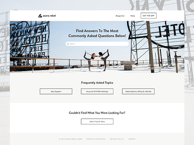 Asana Rebel’s Help Desk Main Page art direction asana rebel branding customer care design fitness premium product design support ui design ux design web design yoga