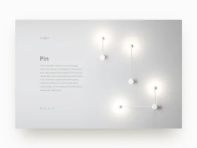 Vibia Product - Pin Lamp card furniture industrial lamp light minimal product ui ux web webdesign