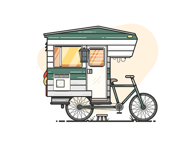 Camper Bike bike bug camp camper car illustration stool vehicle zap