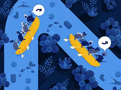 Pathlight: Lead for speed canoe digital painting direction editorial illustration gogo illustration leadership pathlight