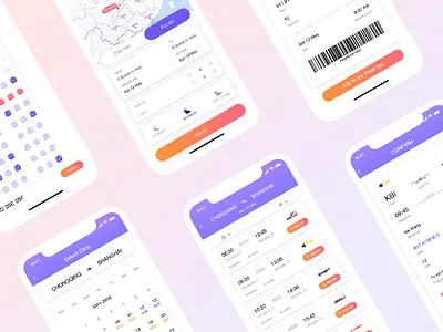 Ticket booking interface app clean flight booking light mobile select date select seat tikect travel ui ux