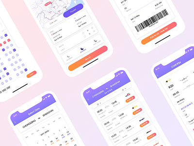 Ticket booking interface app clean flight booking light mobile select date select seat tikect travel ui ux