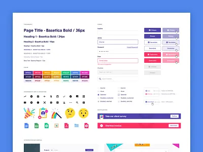Client Dashboard Style Guide buttons colors design system emoji notification style guide styles system typography