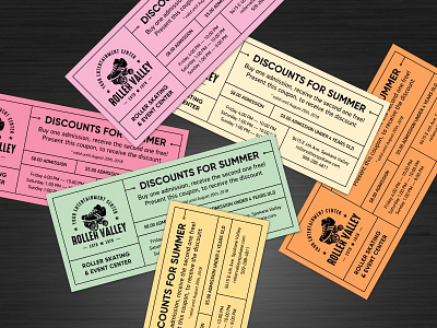 Roller Valley Flyer colors admission colors coupon flyer graphic design layout print roller skate ticket type typography