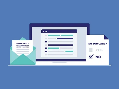 We've Updated Our Privacy Policy email gdpr illustration privacy policy vector