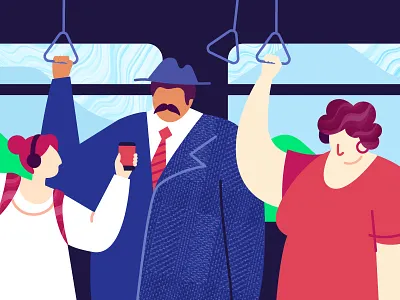 From Suburb bus electric train illustration inside man people suburb texture train wagon woman