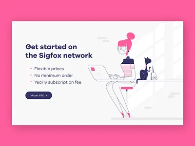 Engie - get started cat girl glasses illustration nerd netword pink sigfox ui user interface ux web