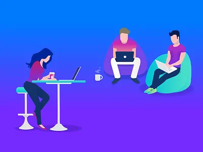 Pixack Studio Illustrations design employee gradients icons illustration office people team ui ux web worker