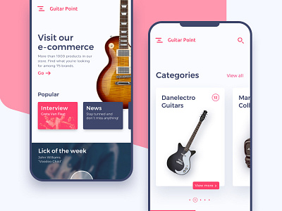 Music Store Part III - Mobile commerce guitar mobile responsive screen sketch store ui visual