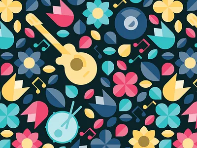 SpringFest design flowers illustrator music poster spring vector