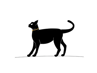 The Black Cat animal black flat illustration kitten kitty pet simple vector