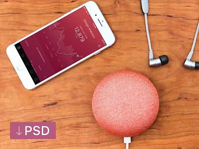 White Iphone Mockup With Smarthome Device apple free high resolution iphone mock up mockup photorealistic photoshop psd workspace