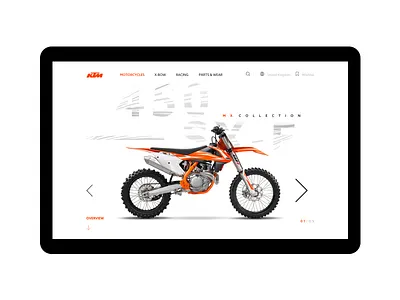 KTM product view cart moto ui ux