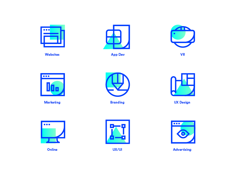 Product Icons advertising app branding marketing online product vr website