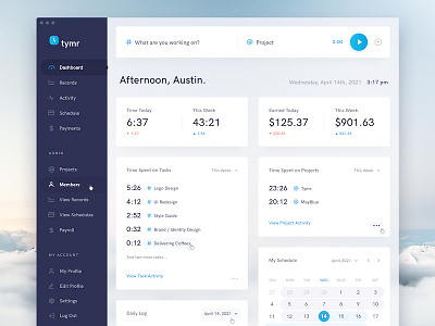 Tymr - Time Tracking Mac App Concept analytics app branding dashboard data interface mac product time tracking ui ux web
