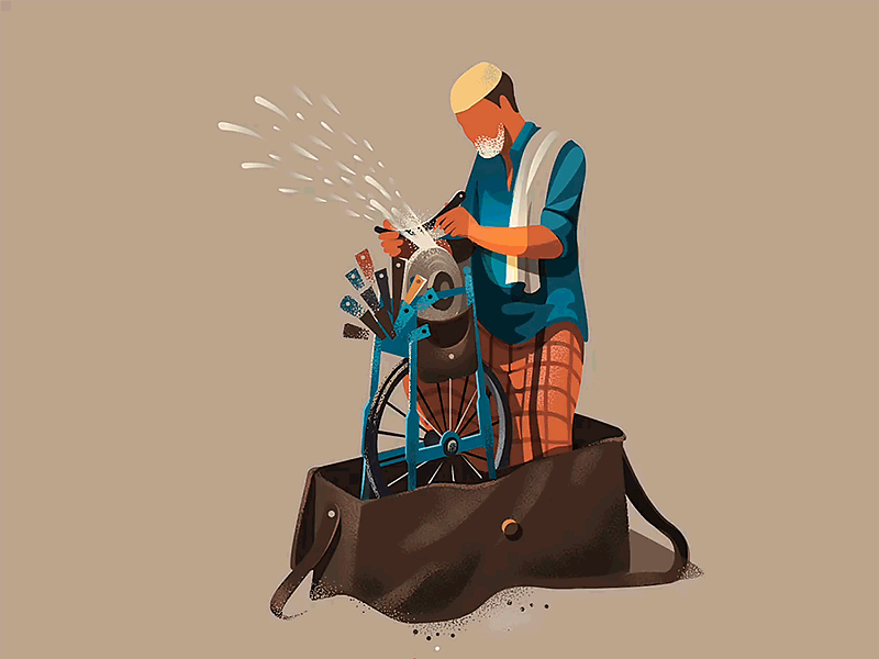 Sparks - Inside the box animation colourful illustration india inside the box knife sparks vector