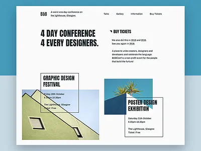 UI Experiment #44 blog experiment font free homepage landing mondrianizm one page website ui unsplash ux website