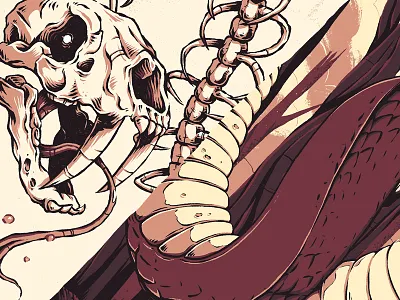 "0yal // Album Art" album art crosssection design graphic illustration leaves photoshop sabretooth skeleton snake trees