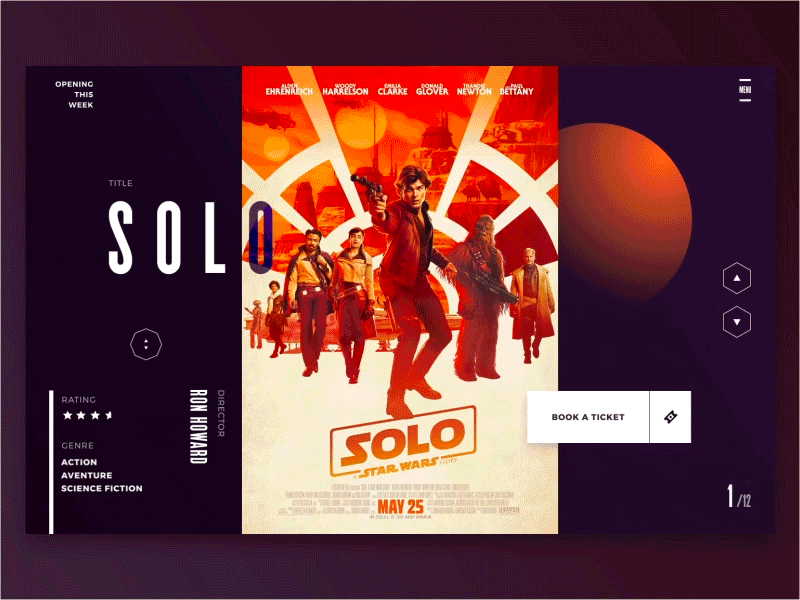 Movies Openings this Week - Motion animation concept deadpool gradient movie slider solo web website