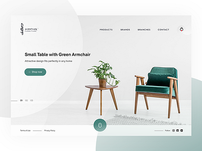 Funiture website e commerce furniture landing page minimal modern shop ui ux website