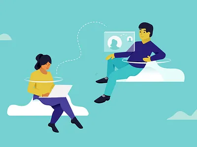Working Remotely chat cloud collaboration culture help scout illustration people remote