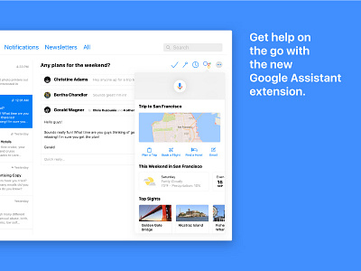 Concept: The new macOS Mail - Google Assistant Extension app apple email gmail google assistant icloud mac macos mail plan smart search