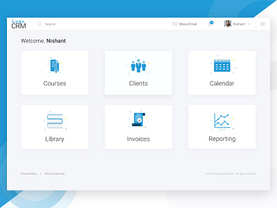 CRM Dashboard Design admin boxes cards clean crm dashboard desktop navigation tile tiles ui