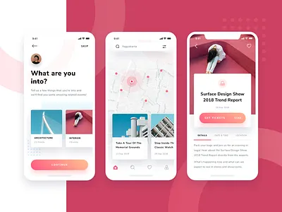 Event App Exploration app cards category event ios ios 11 nearby pattern ticket ui