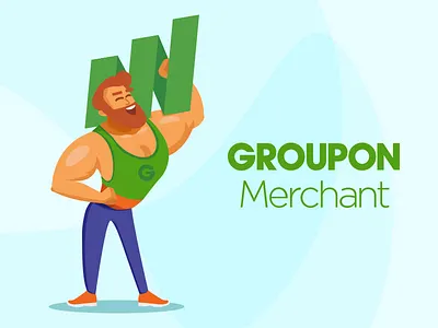 Strong Man 2d art character design flat groupon illustration man merchant sport strong vector