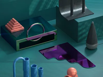 Desk Objects 3d 3d printed c4d ceramic desk glass objects otoy renders