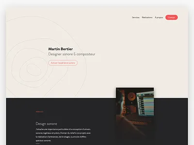 Sound designer design landing minimal page pastel sound designer ui ux