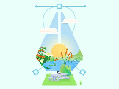 Florida Drawn with Bezier Curves bezier clouds curve florida lake outdoors pen tool sunshine swamp