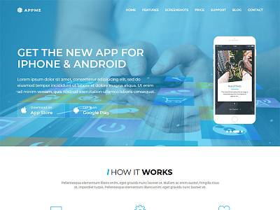 AppMe - App Landing Page Template ajax android app appme athenastudio ios landing mobile page showcase store